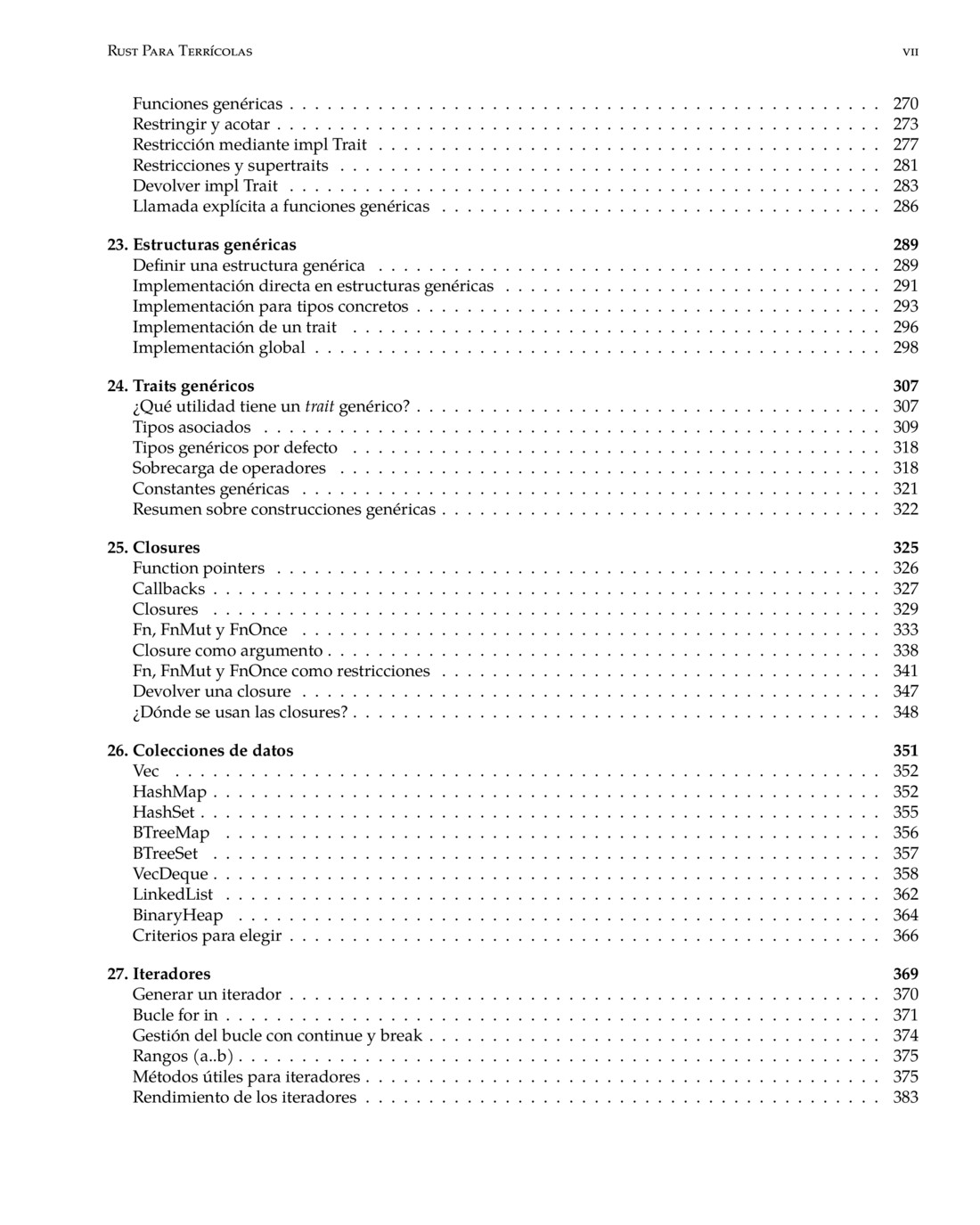 Índice de contenidos de Rust para terrícolas